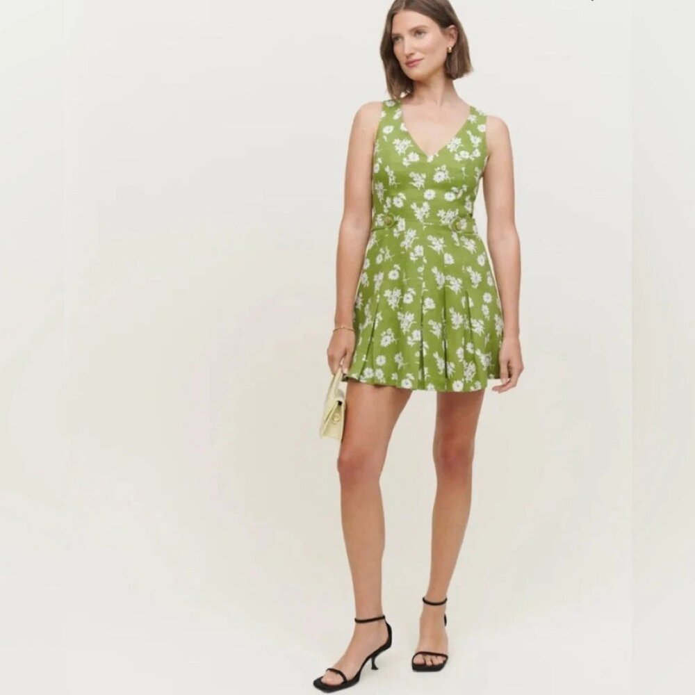 REFORMATION Linen Kristen Dress In Sushi NWOT